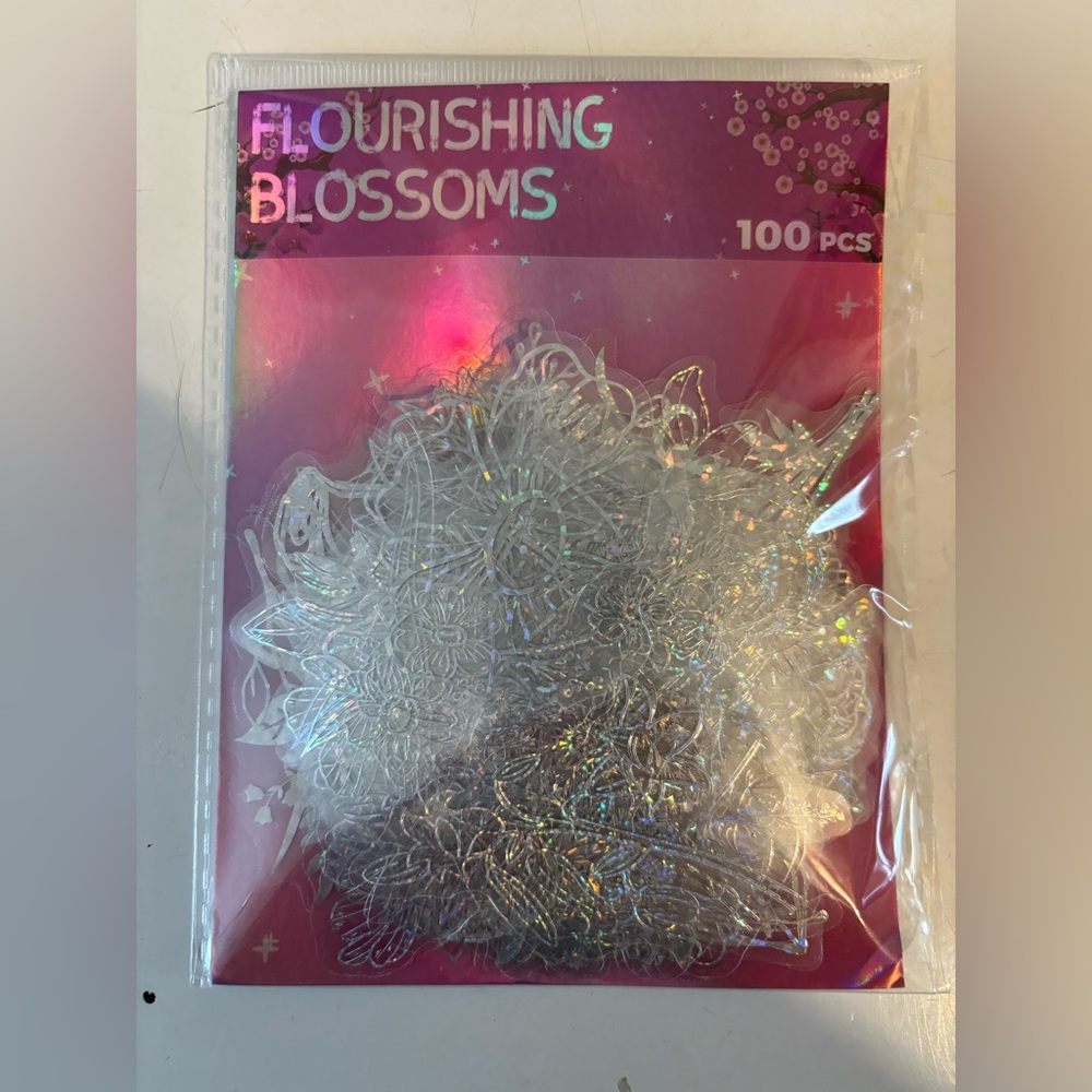 (3 for $20)Flourishing Blossoms Holographic Waterproof Stickers 100 pce
